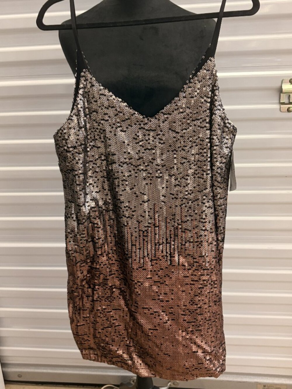 Women's Medium sequined spaghetti strap mini dress